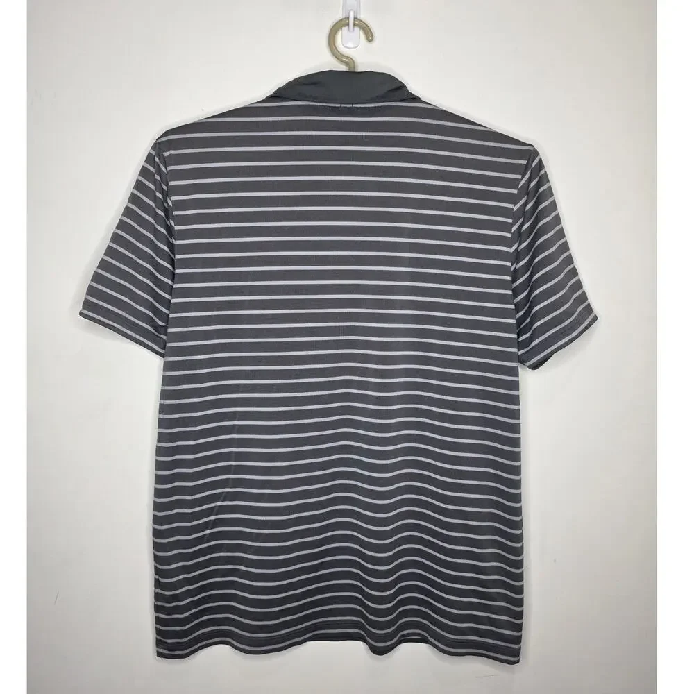 Nike Dri-fit grey striped short sleeve polo shirt - large